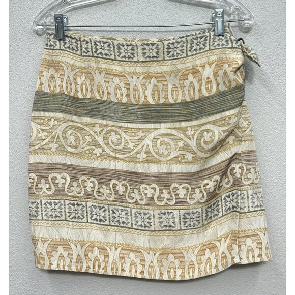 Ann Taylor Silk Wrap Skirt Size Small Beige Mini Short Beach Resortwear Vacation - Picture 1 of 8